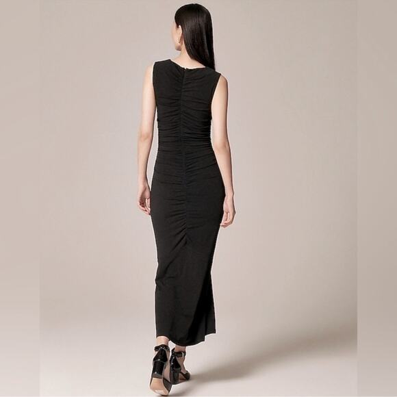 J. Crew Ruched Center Seam Dress in Matte Jersey in Black - Picture 3 of 9